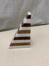 LAYERED STONE WOOD TRIANGLE BOOK END