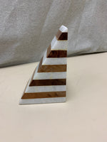 LAYERED STONE WOOD TRIANGLE BOOK END