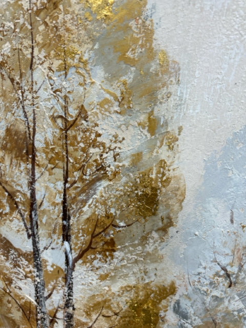 GOLD TAN TREES CANVAS
