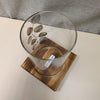 WOOD/GLASS LED CANDLE STAND
