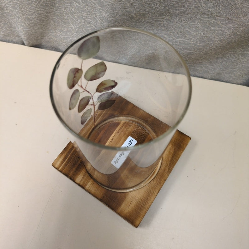 WOOD/GLASS LED CANDLE STAND