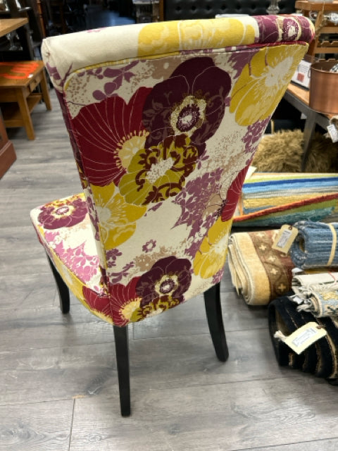 PURPLE YELLOW FLORAL SIDE CHAIR