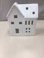 SMALL WHITE CERAMIC HOUSE TEALIGHT HOLDER