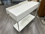 WHITE 2 DRAWER CONSOLE W/SILVER LEGS