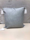 GREY & WHITE PILLOW W/TASSEL