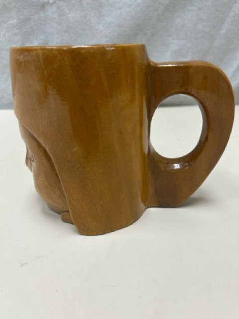 WOOD CARVED MUG