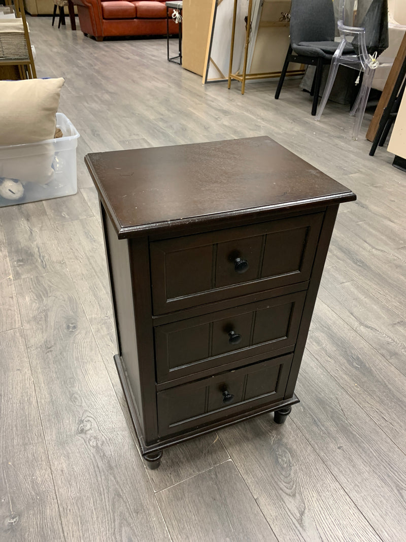 DARK BROWN 3 DRAWER END TABLE