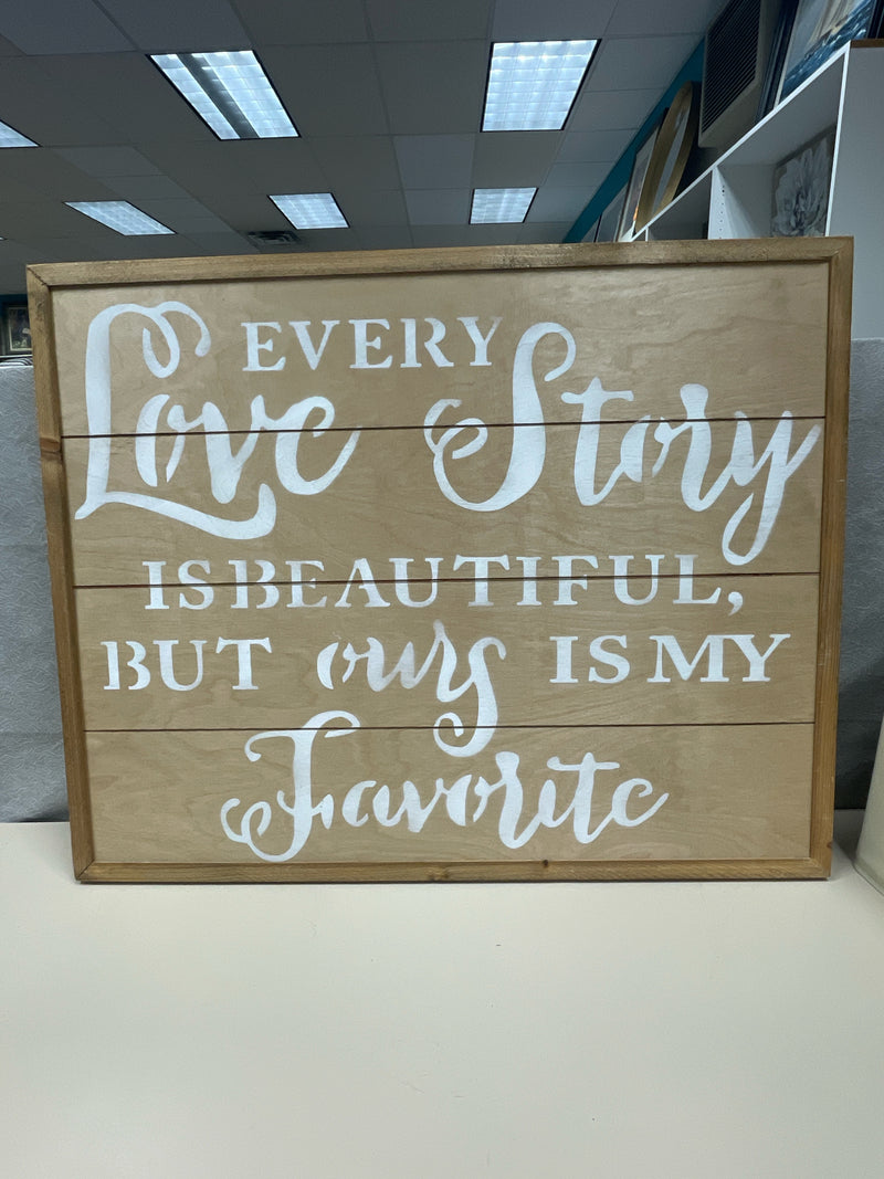 "LOVE STORY" WOOD SIGN