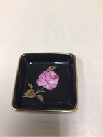 MINI BLACK/GOLD PINK FLOWER DISH