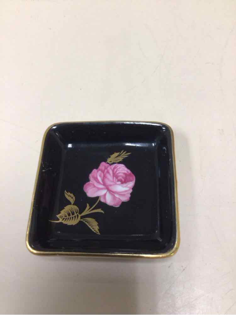 MINI BLACK/GOLD PINK FLOWER DISH