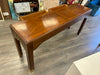 WOOD CONSOLE W/BRASS DETAIL