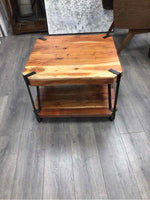 UNFINSHED WOOD 2 TIER END TABLE