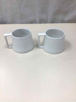 2 WHITE SPECKLED MUGS