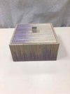 TAN/PURPLE SQUARE BOX W/LID