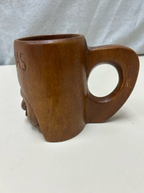 WOOD CARVED MUG