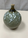 GREEN WHITE CERAMIC BUD VASE