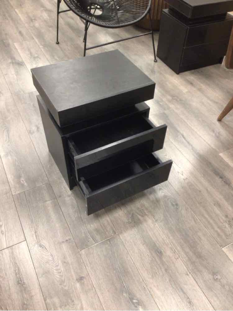BLACK 2 DRAWER NIGHTSTAND