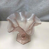 PINK RIPPLE GLASS PEDESTAL BOWL