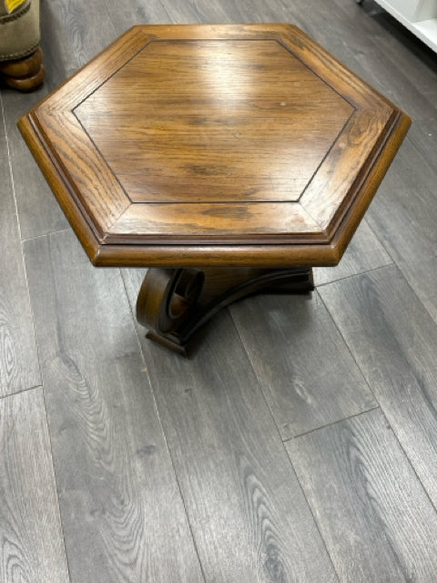 WOOD SIX SIDED END TABLE