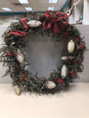 XMAS WREATH W/PLAID BOW AND CONES