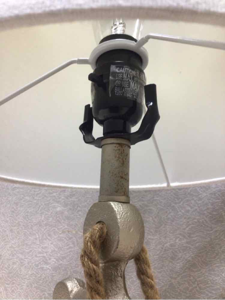 WHITE SHADE SILVER ANCHOR LAMP