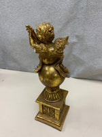 GOLD CHERUB W INSTRUMENT DECOR