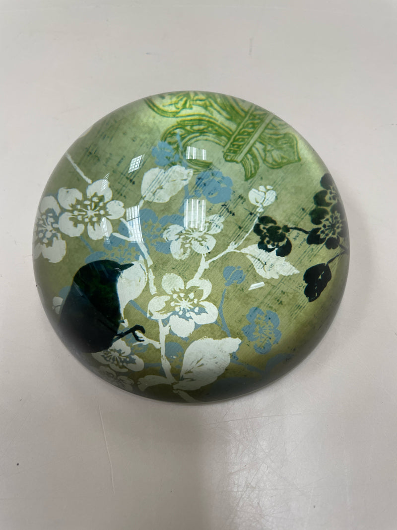 GLASS PAPERWEIGHT W/BIRD