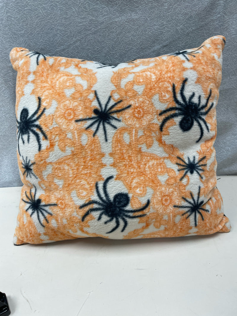 ORANGE WHITE BLACK SPIDER PILLOW HALLOWEEN