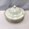 CREAM/BROWN SLOTTED SERVING DISH