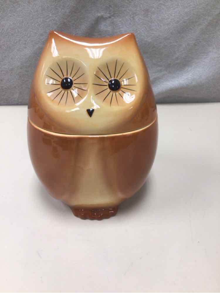 GLASS OWL COOKIE JAR