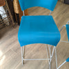 2 30" TEAL PLASTIC/METAL BAR STOOLS