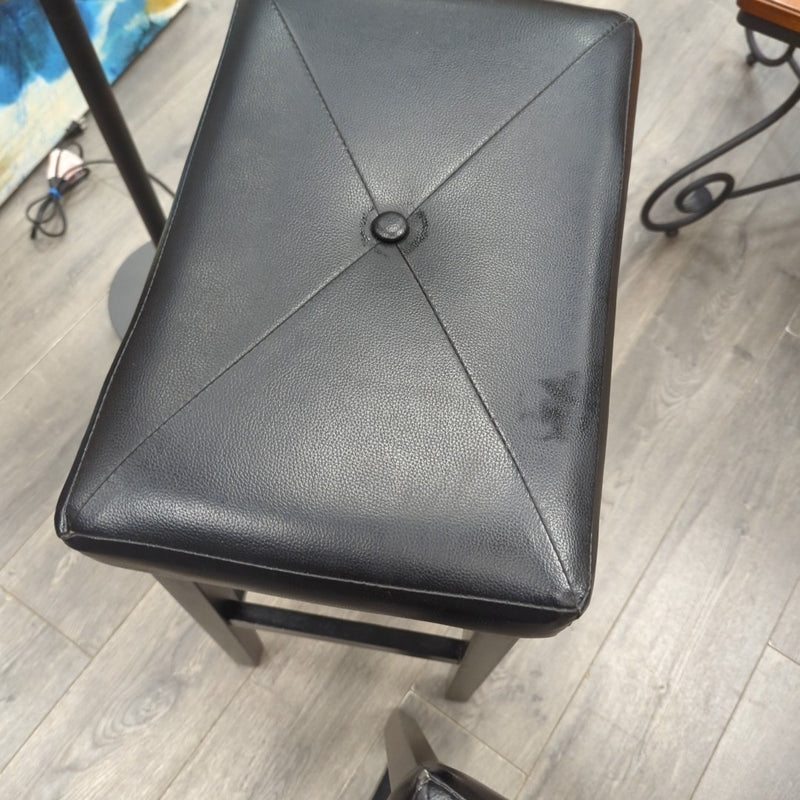 2 29" BLACK FAUX LEATHER STOOLS