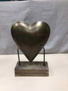 METAL HEART ON WOOD STAND