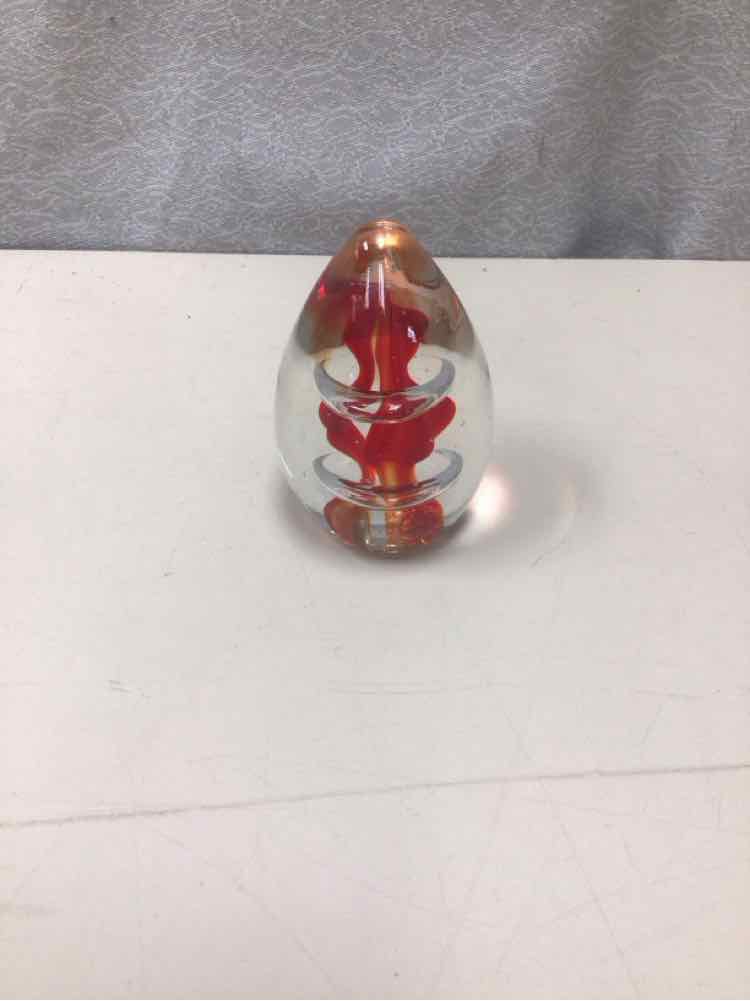 POINTED RED SPIRAL PAPERWEIGHT