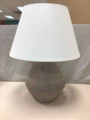 TAN LAMP W/WHITE SHADE