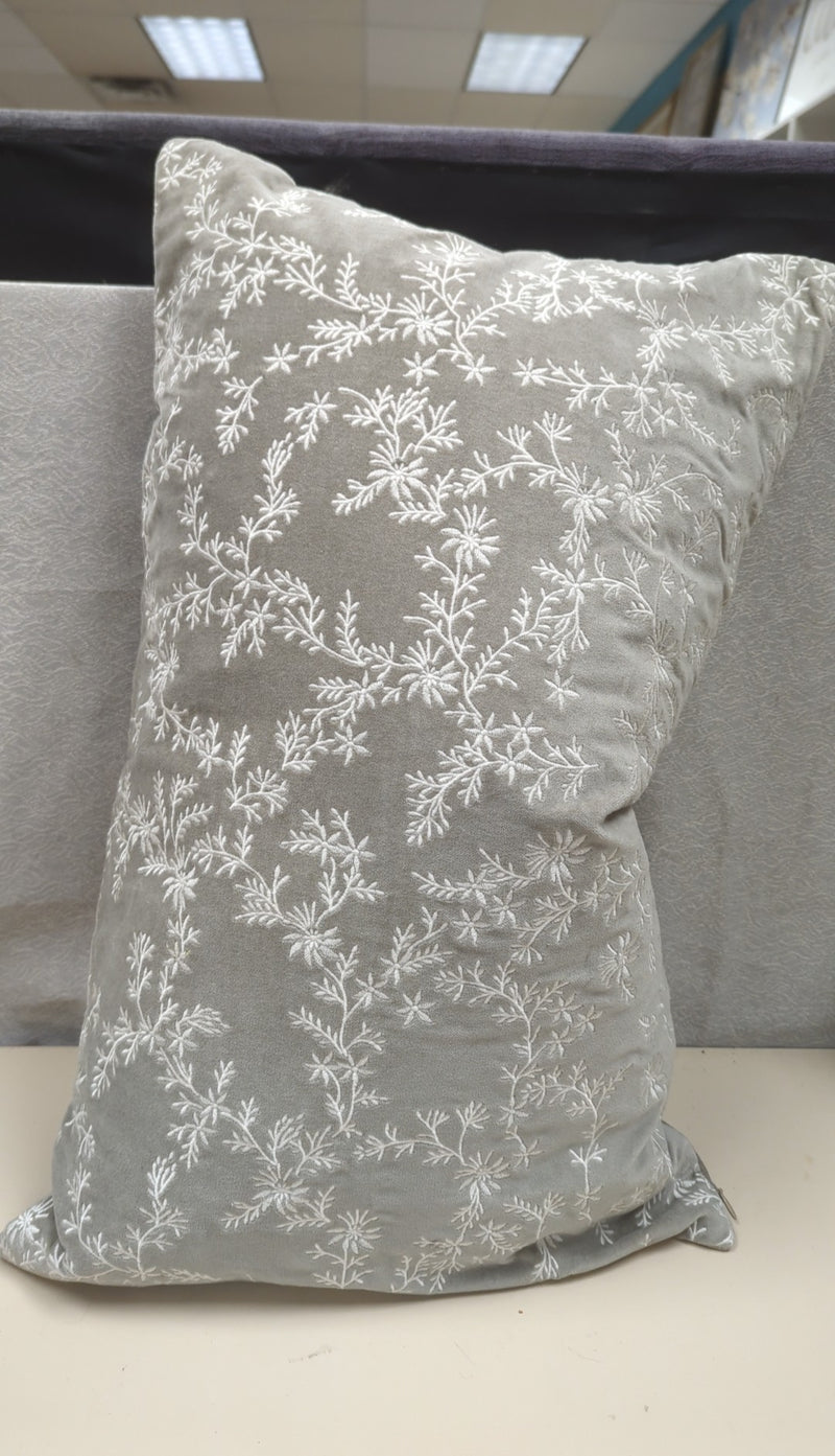 GREENISH/GRAY FLORAL PILLOW