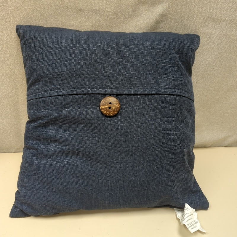 DARK BLUE PILLOW W/BUTTON