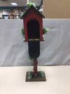 TALL RED SNOW BIRDHOUSE