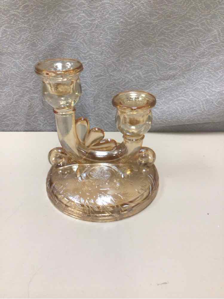 AMBER GLASS CANDLE HOLDERS
