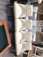 4 WHITE RIVETED DINING CHAIRS