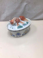 ASIAN THEME GOLDFISH LIDDED DISH