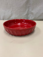 RED RIBBED ROUND DISH