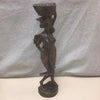WOOD CARVED WOMAN W/BOWL STATUE