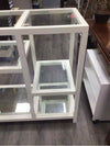 LARGE WHITE CONSOLE W/GLASS SHELVES