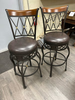 2 WOOD METAL BAR STOOLS