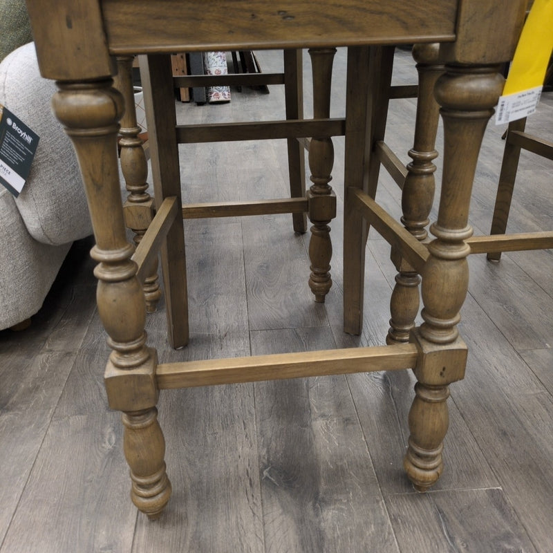 3 31" BEIGE WOOD/CUSHION STOOLS