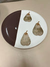BROWN/WHITE W/PEARS PLATE