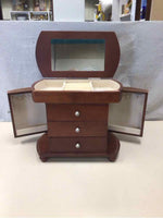 BROWN 3 DRAWER JEWELRY BOX WITH 2 SIDE DRAWERS