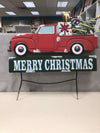 METAL CAR W/PRESENTS OUTDOOR LAWN DECOR