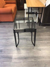 BLACK METAL/GLASS TOP END TABLE